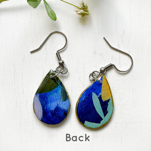 Hand Painted Paper and Resin Earrings - #2