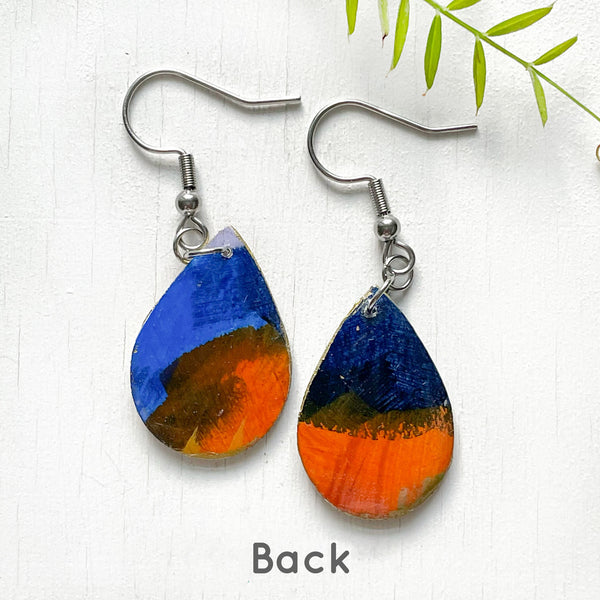 Hand Painted Paper and Resin Earrings - #7