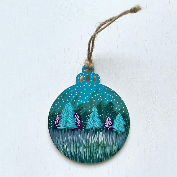 Winter Forest III - Hand-Painted Christmas Ornament