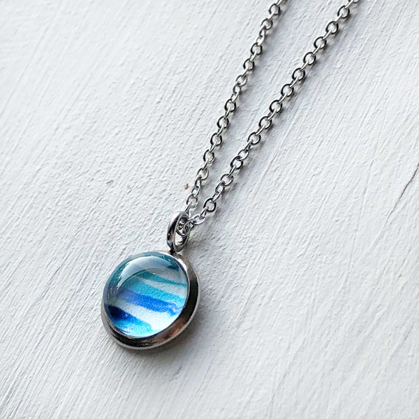 Dainty Necklace - Abstract Seascape Circle