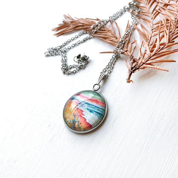 Peaceful Seascape II - Stainless Steel Necklace