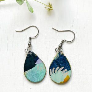Hand Painted Paper and Resin Earrings - #2