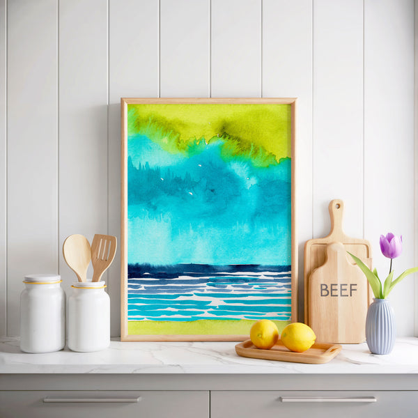 Abstract Watercolor Seascape I - Large Print