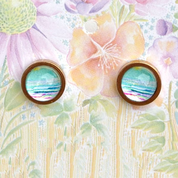 Beautiful Waters - Stainless Steel Stud Earrings