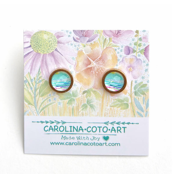 Beautiful Waters - Stainless Steel Stud Earrings