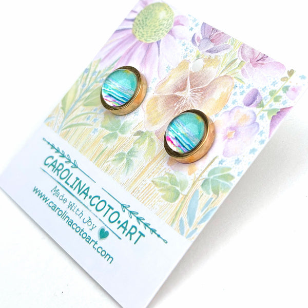 Beautiful Waters - Stainless Steel Stud Earrings