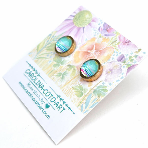Beautiful Waters - Stainless Steel Stud Earrings