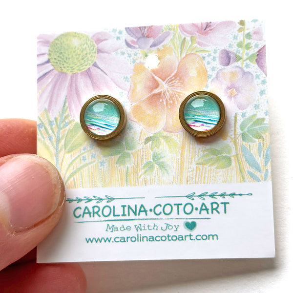 Beautiful Waters - Stainless Steel Stud Earrings