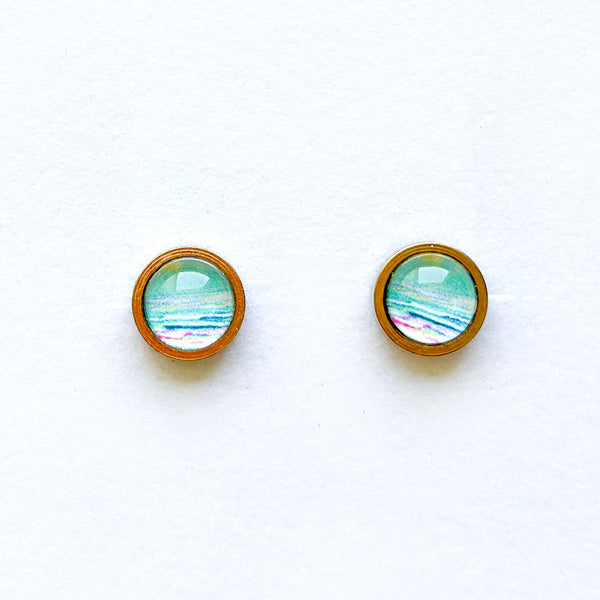 Beautiful Waters - Stainless Steel Stud Earrings
