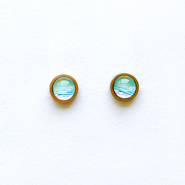 Beautiful Waters - Stainless Steel Stud Earrings