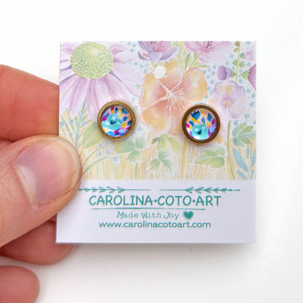 Blue Vase - Stainless Steel Stud Earrings