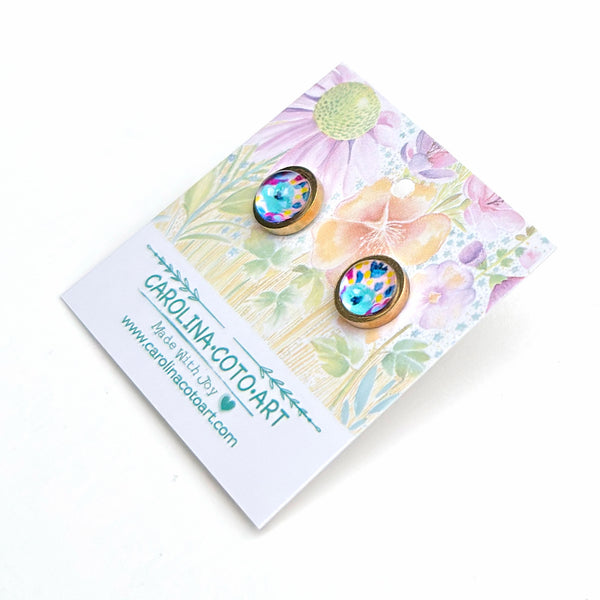 Blue Vase - Stainless Steel Stud Earrings