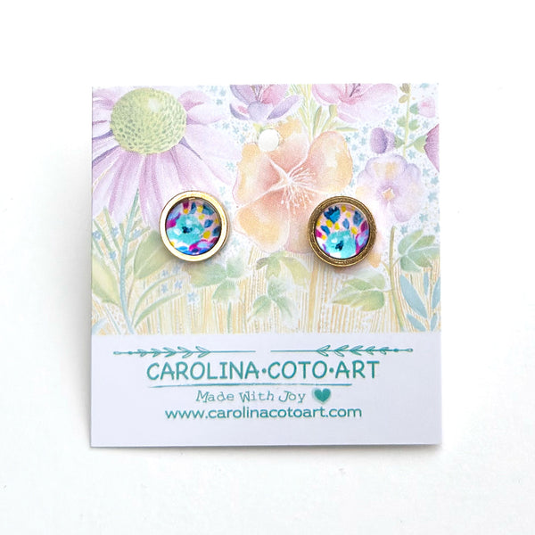 Blue Vase - Stainless Steel Stud Earrings