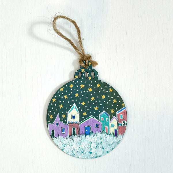 Christmas Town III - Hand-Painted Christmas Ornament