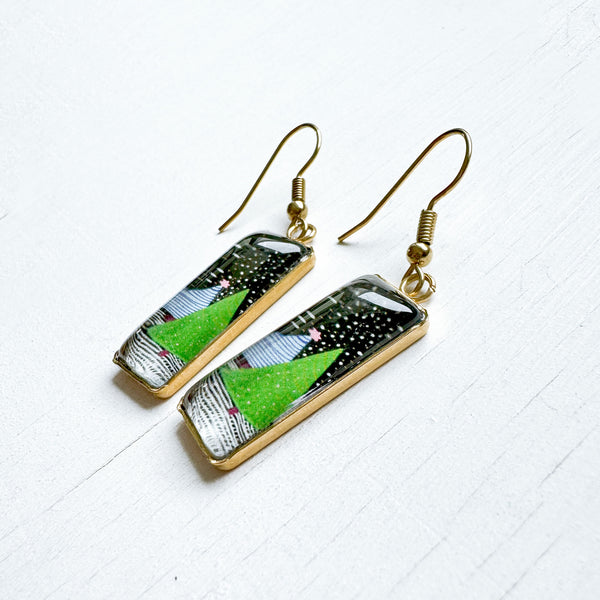 Christmas Trees - Christmas Bar Earrings