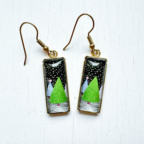 Christmas Trees - Christmas Bar Earrings