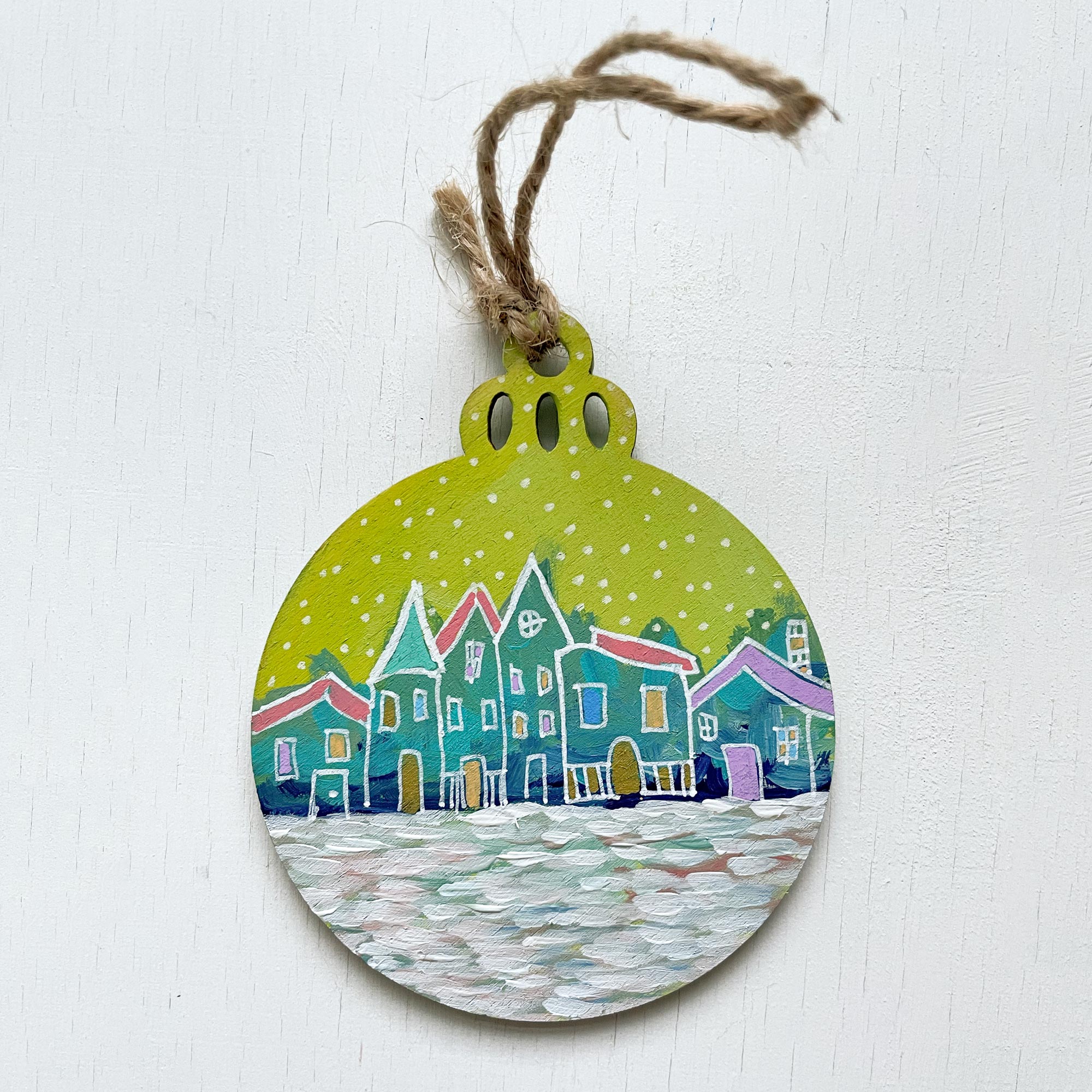 Christmas Village I - Hand-Painted Christmas Ornament