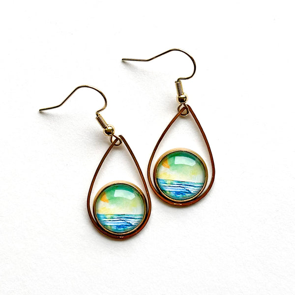 Dawn Patrol - Teardrop With Circle Gold Plated Stainless Steel Earrings