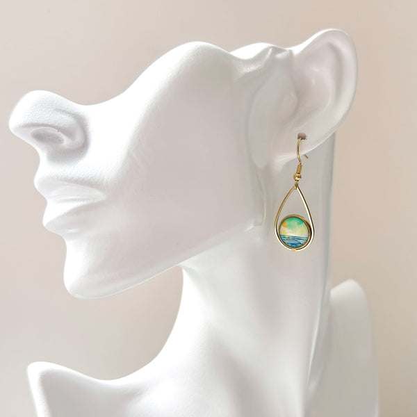 Dawn Patrol - Teardrop With Circle Gold Plated Stainless Steel Earrings