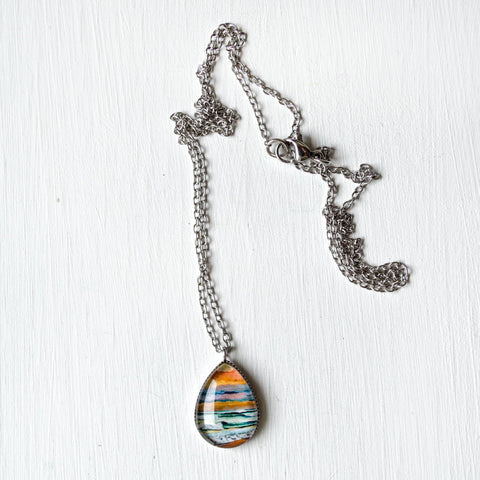 Fall Colors - Stainless Steel Teardrop Necklace or Set