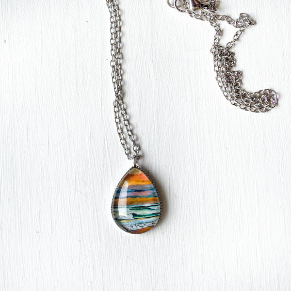 Fall Colors - Stainless Steel Teardrop Necklace or Set