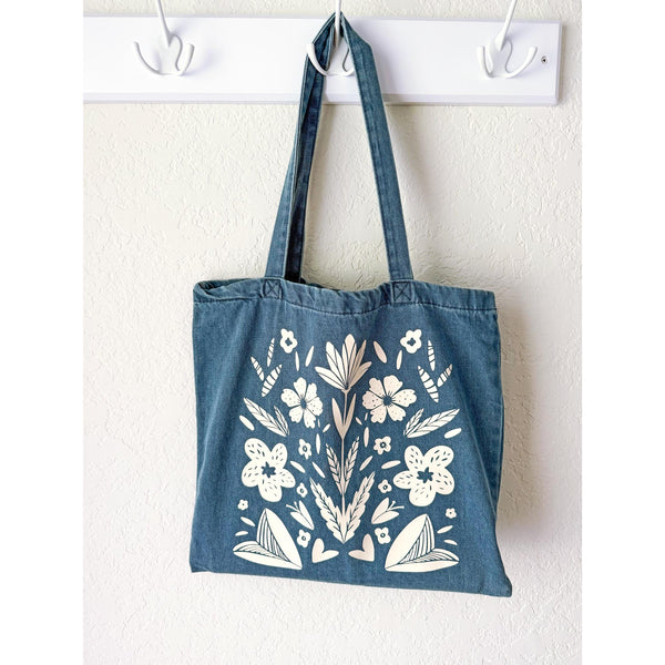 Flowers II - Denim Tote Bag