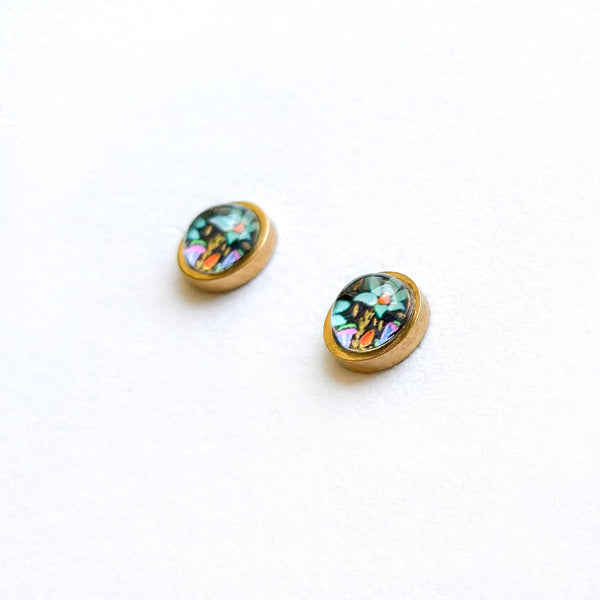 Folk Floral - Stainless Steel Stud Earrings