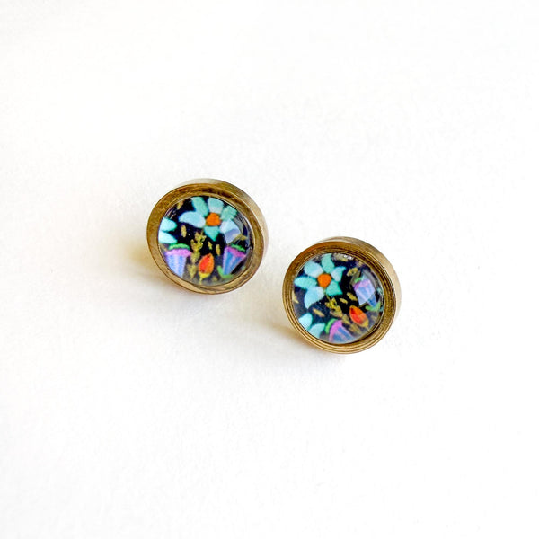 Folk Floral - Stainless Steel Stud Earrings
