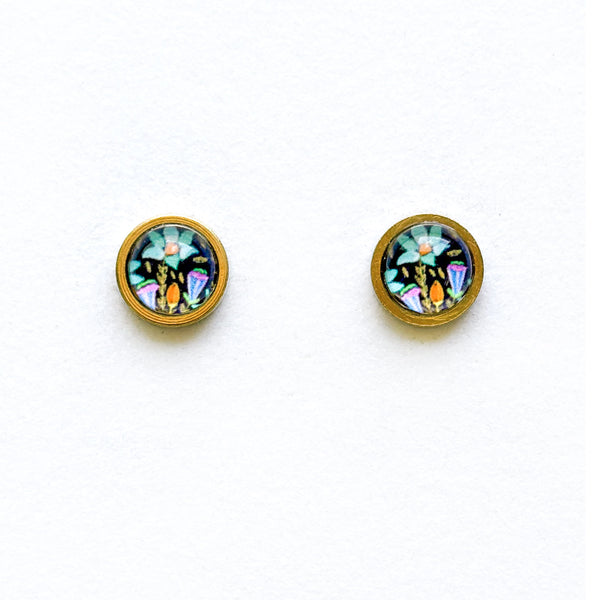Folk Floral - Stainless Steel Stud Earrings