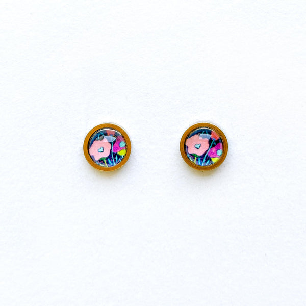 Folk Floral IV - Stainless Steel Stud Earrings