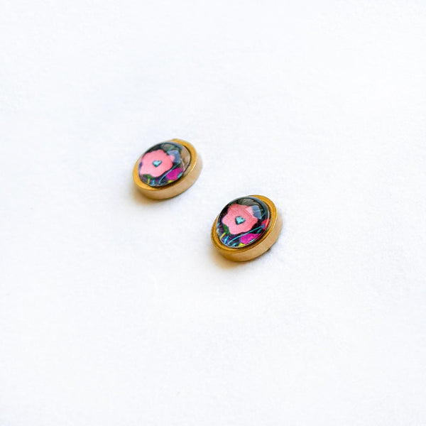 Folk Floral IV - Stainless Steel Stud Earrings
