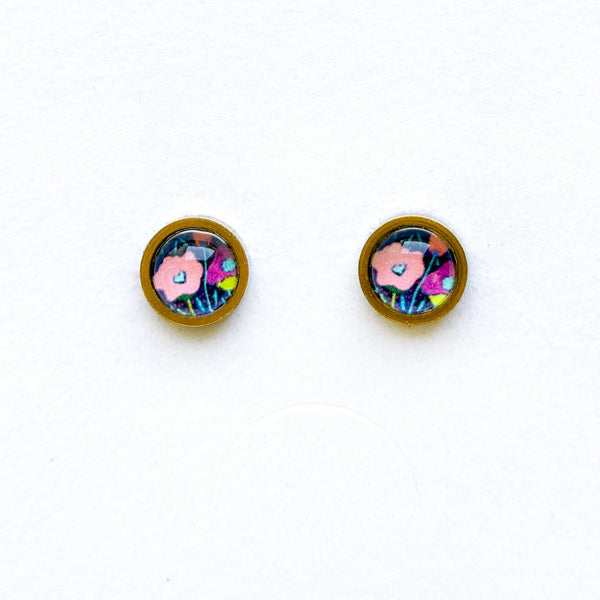Folk Floral IV - Stainless Steel Stud Earrings