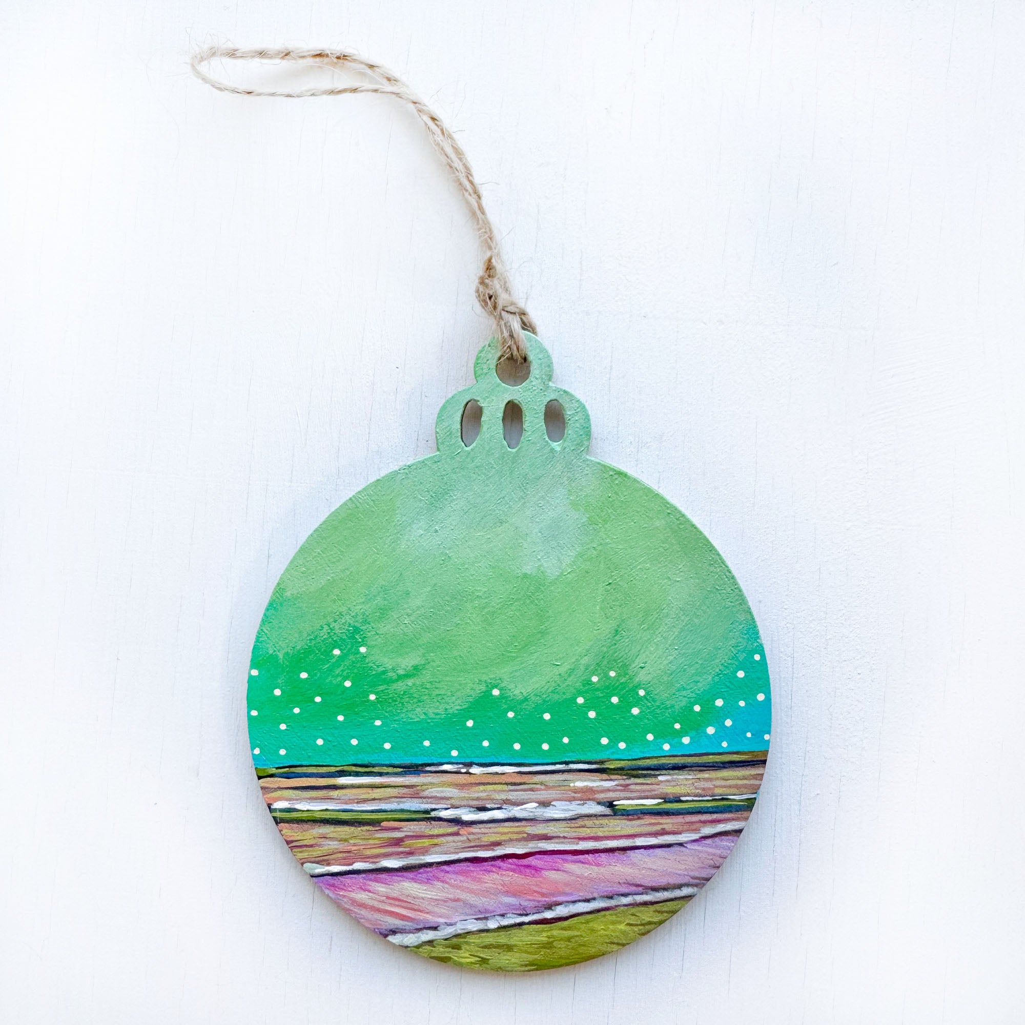 Green Sky II - Hand-Painted Christmas Ornament