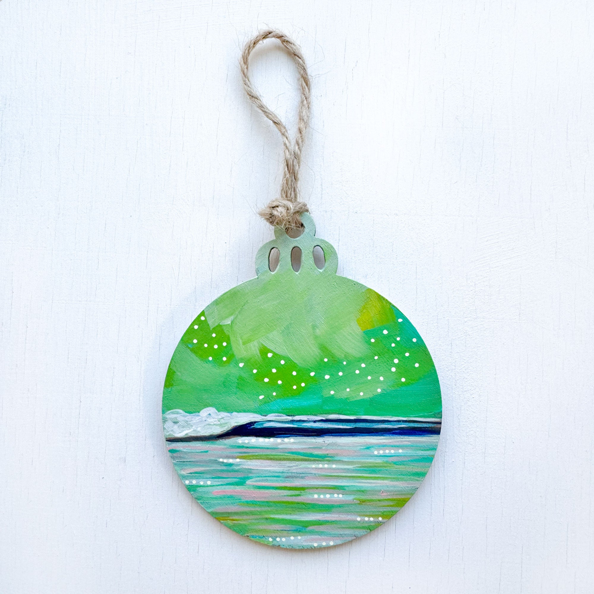Green Sky III - Hand-Painted Christmas Ornament