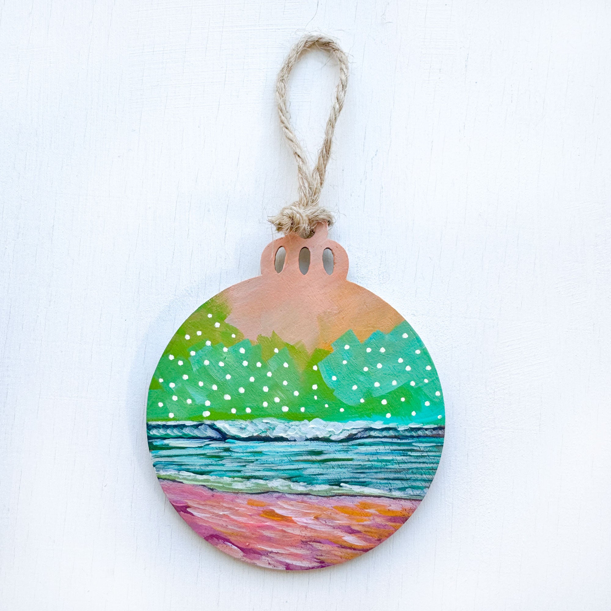Green Sky IV - Hand-Painted Christmas Ornament