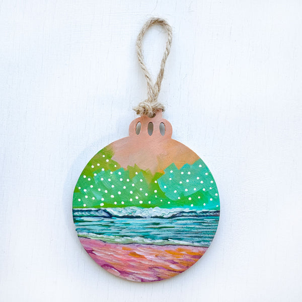 Green Sky IV - Hand-Painted Christmas Ornament