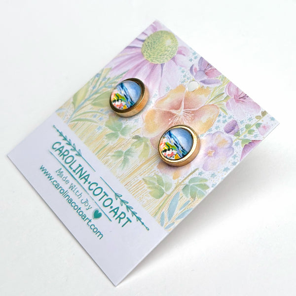 Joyful Mountains - Stainless Steel Stud Earrings