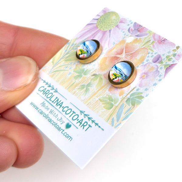 Joyful Mountains - Stainless Steel Stud Earrings