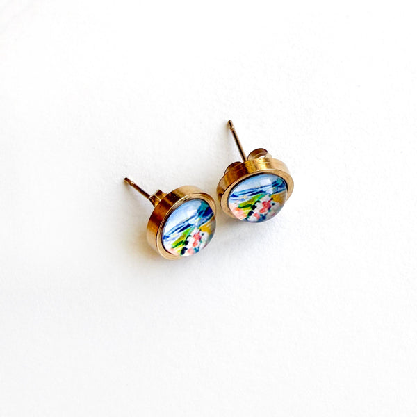 Joyful Mountains - Stainless Steel Stud Earrings
