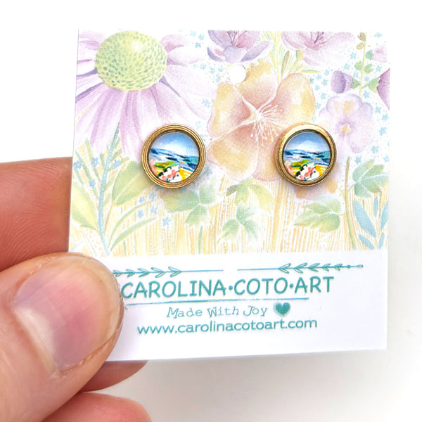 Joyful Mountains - Stainless Steel Stud Earrings