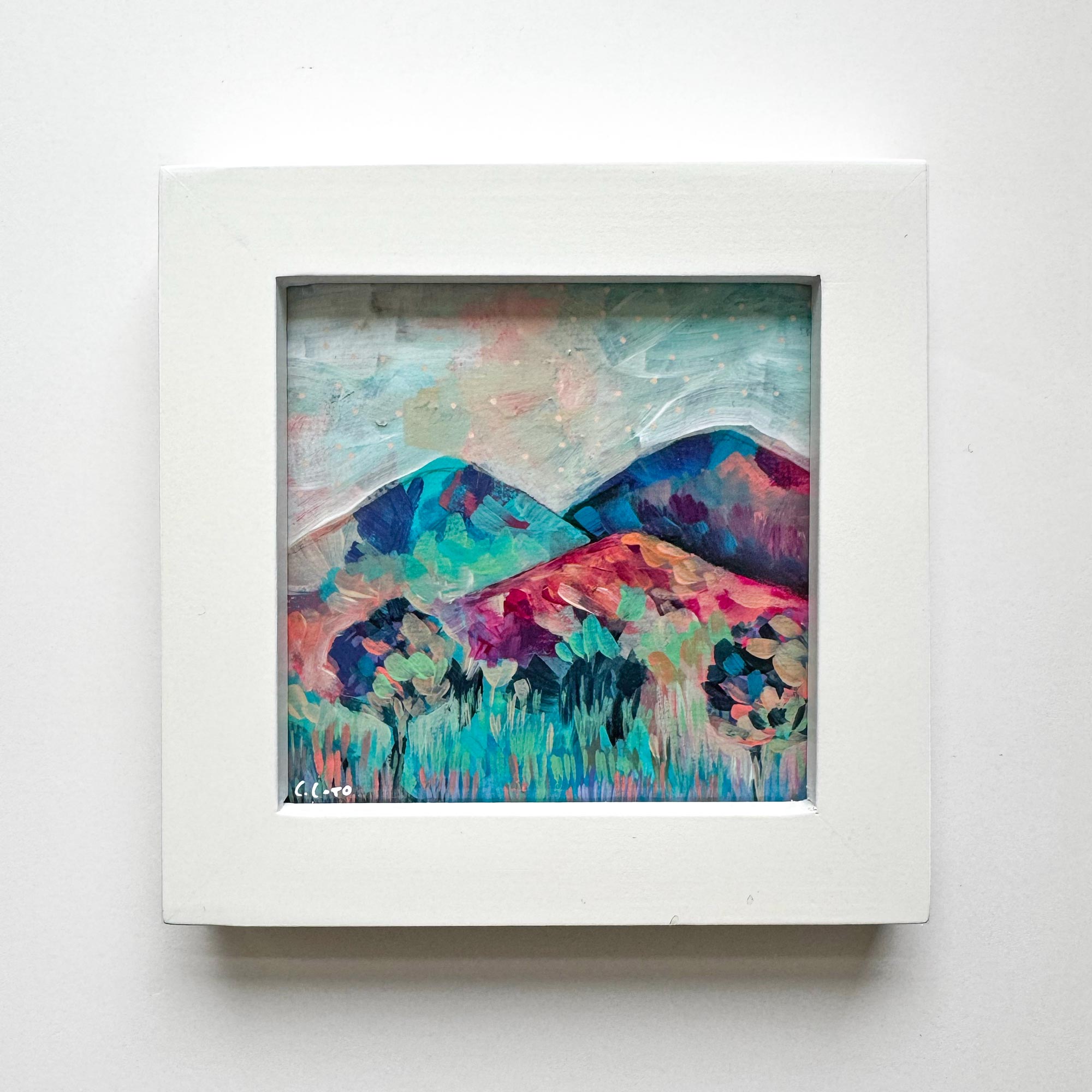 Little Mountains - Framed Mini Original Painting