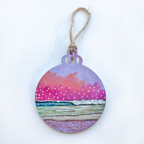 Magenta Sky - Hand-Painted Christmas Ornament