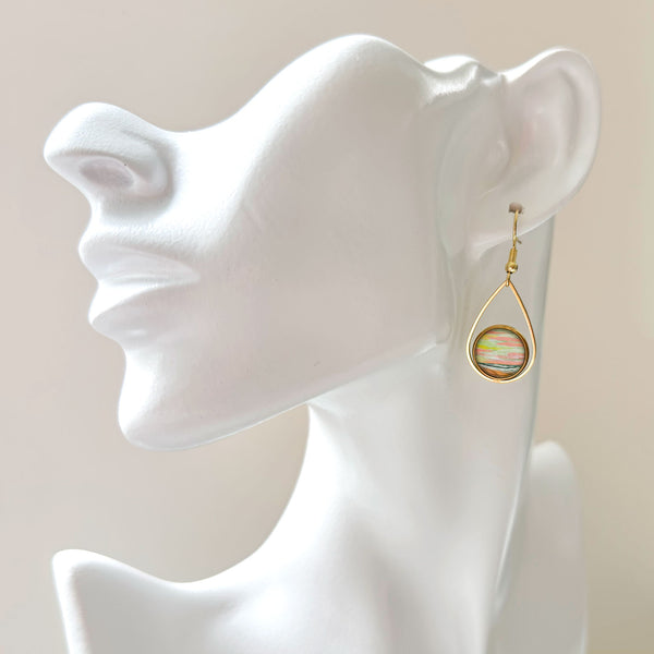 Moment of Peace - Teardrop With Circle Gold Plated Stainless Steel Earrings