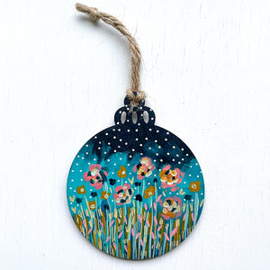 Night Floral II - Hand-Painted Christmas Ornament