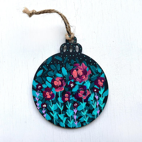 Night Floral - Hand-Painted Christmas Ornament