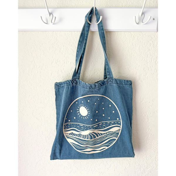 Ocean II - Denim Tote Bag