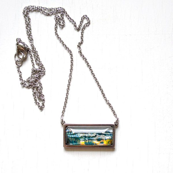 Outer Banks Seascape Sketch- Bar Necklace