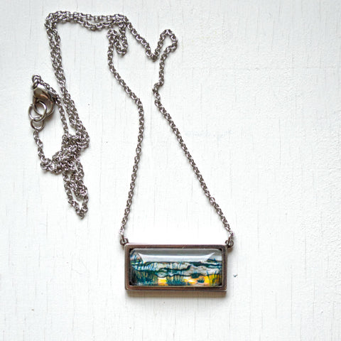 Outer Banks Seascape Sketch- Bar Necklace