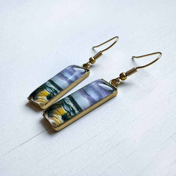 Outer Banks Seascape Sketch Bar Earrings