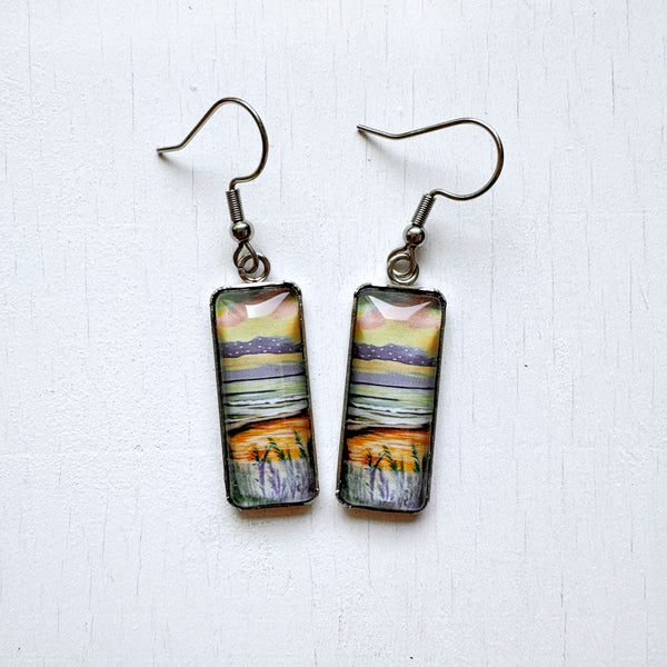 Outer Banks Seascape Sketch II Bar Earrings